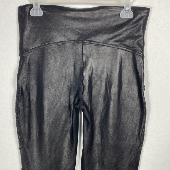 SPANX FAUX LEATHER VERY BLACK MOTO LEGGINGS size XL - Picture 9 of 13